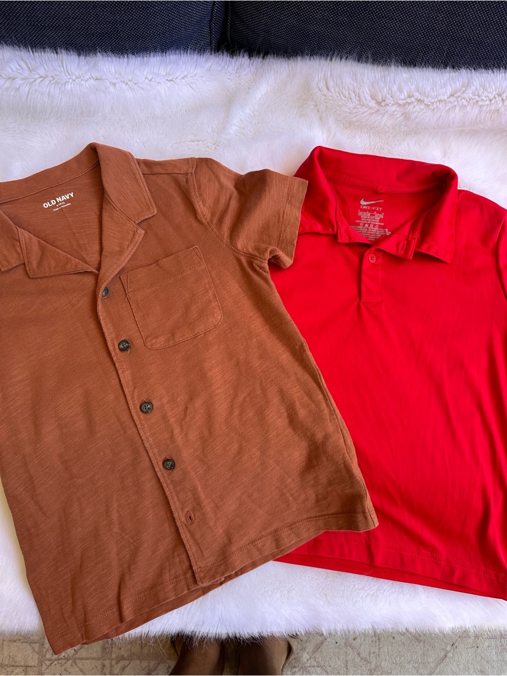 Old Navy Brown Button-Up & Red Nike Polo Duo